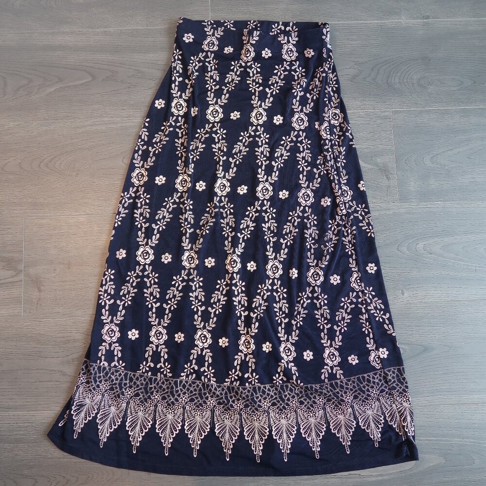 Boho Navy Maxi Skirt